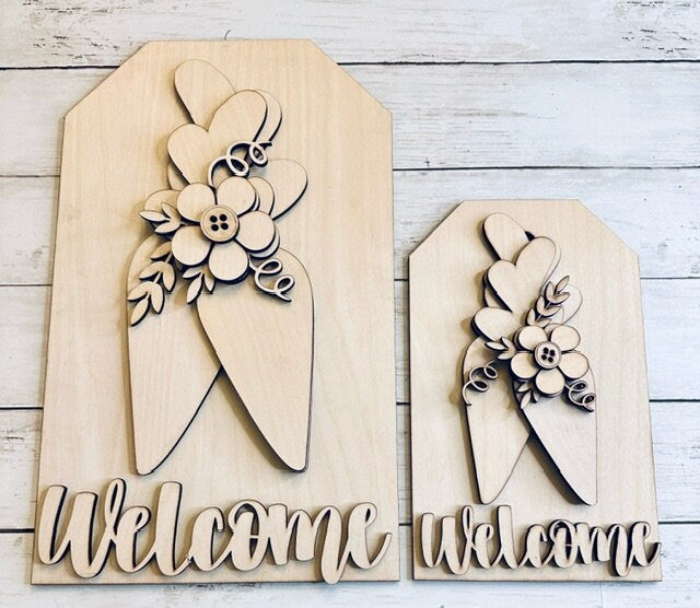Easter, Welcome sign with Carrots