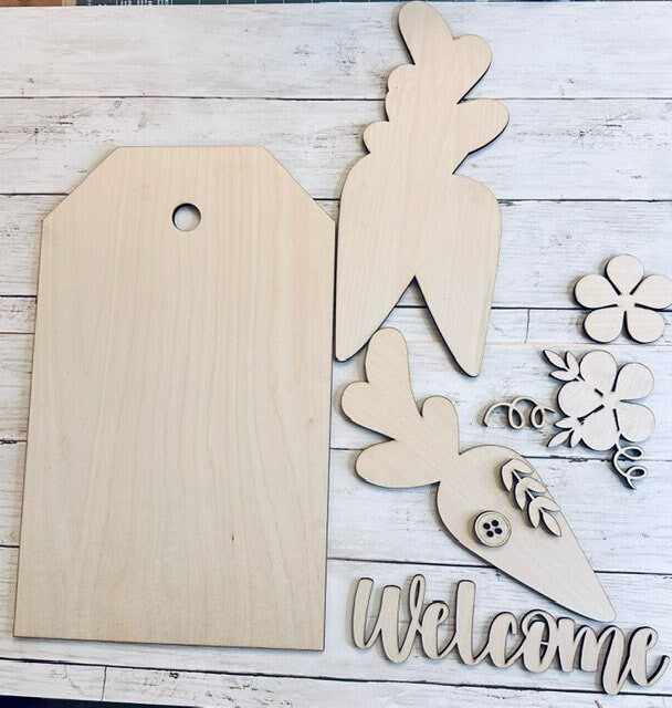 Easter, Welcome sign with Carrots