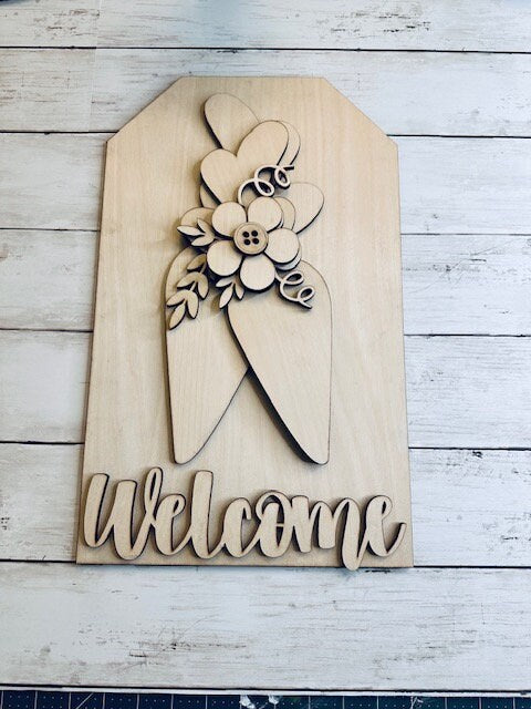 Easter, Welcome sign with Carrots