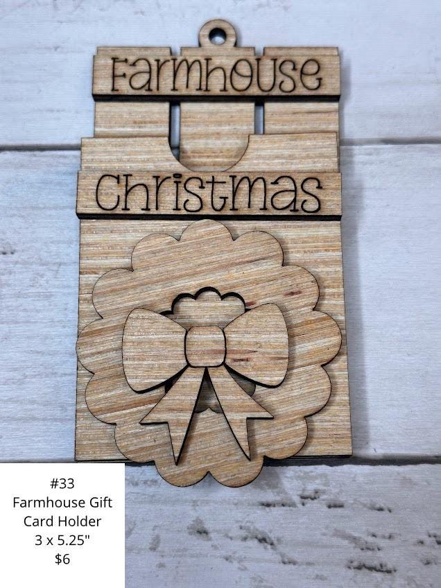 Farmhouse Christmas, Gift Card Holder, DIY Craft Kit, Christmas Kits, Family and Kids Crafts, Holiday Home Decor, DIY, Wood Cutouts