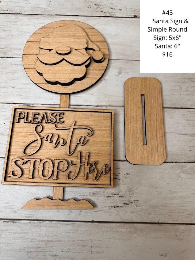 Santa, Please Santa Stop By Sign, DIY Craft Kit, Christmas Kits, Family and Kids Crafts, Holiday Home Decor, DIY, Wood Cutouts