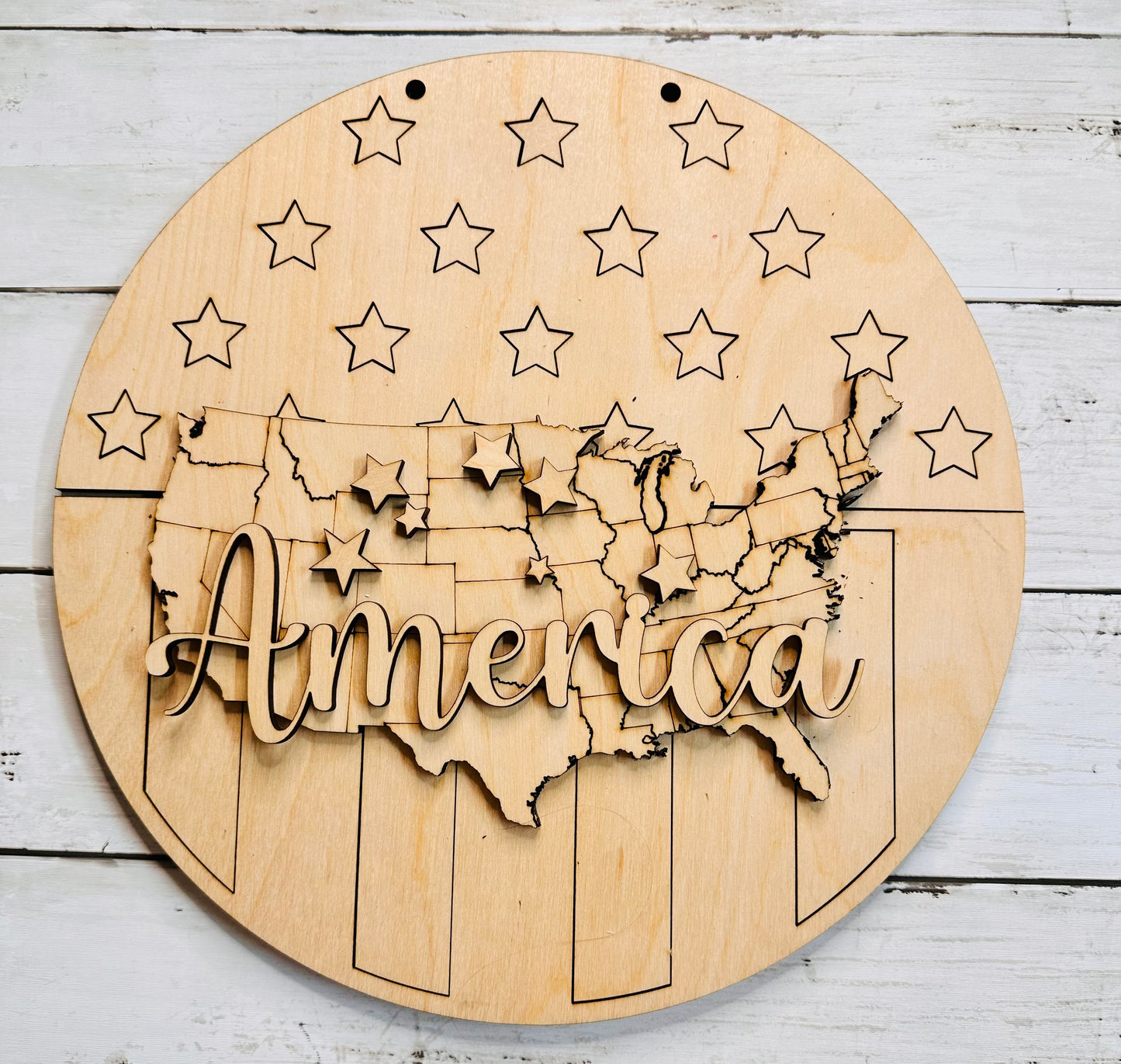 Americana Round America sign includes 2 united choice options