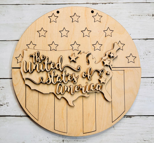 Americana Round America sign includes 2 united choice options