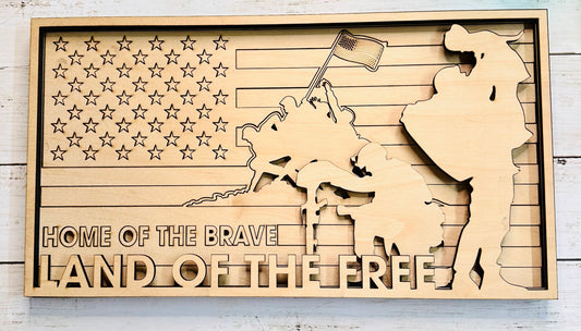 Americana Layered Land of the free because of the Brave sign
