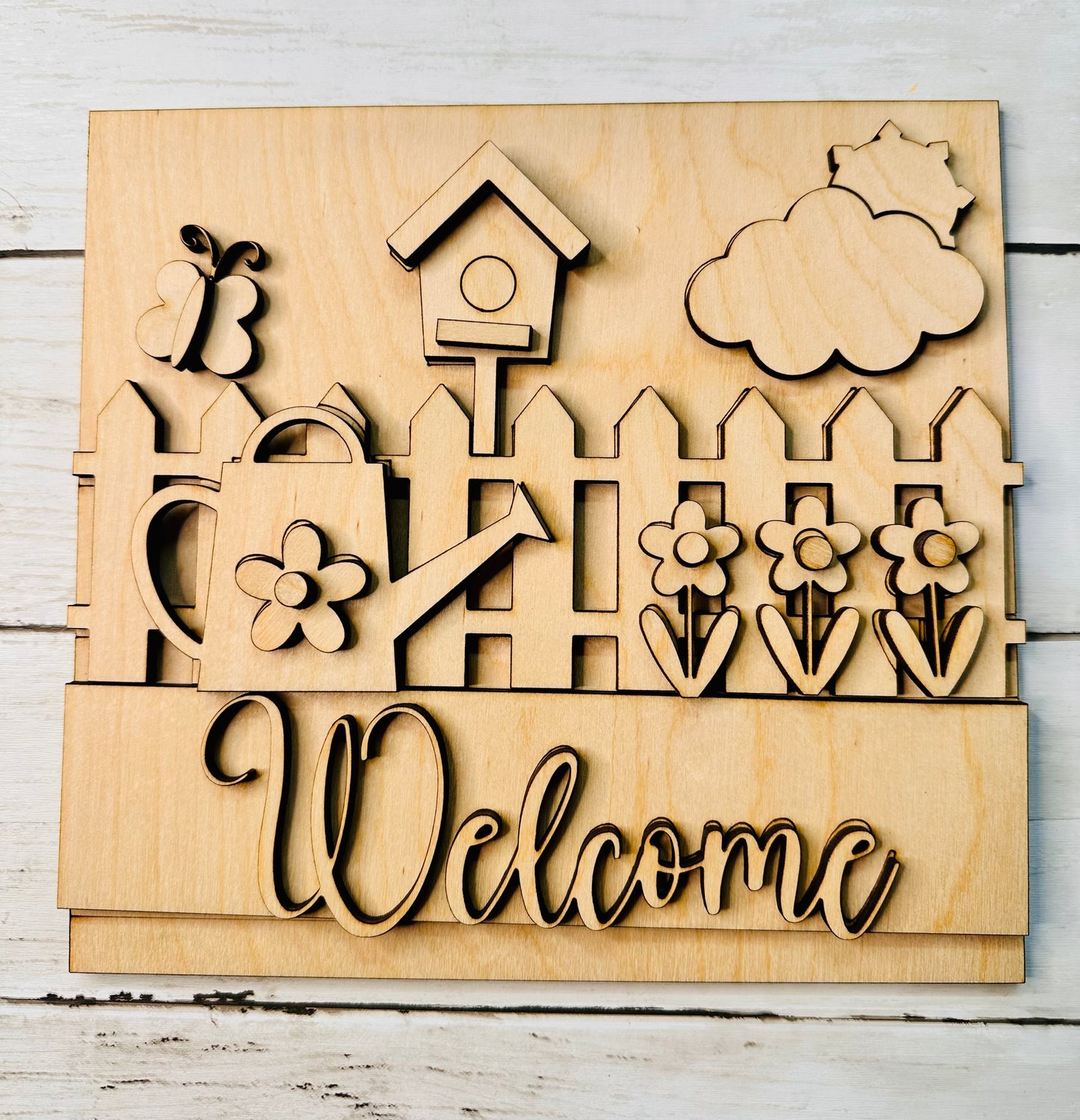 Spring Welcome Sign 3 Layers