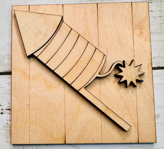 Americana 4.25X4.25" Rocket sign