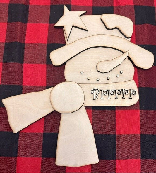 DIY Craft Kit, Birch Wood Snowman Brrr Sign, DIY, Winter, Whimsical, Home decor