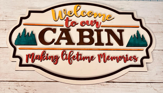 DIY Craft Kit, Cabin Sign, family and Kids crafts, Holiday Home Decor, Wood Cutout, Cutout, Home Sign, Gift, Outdoors
