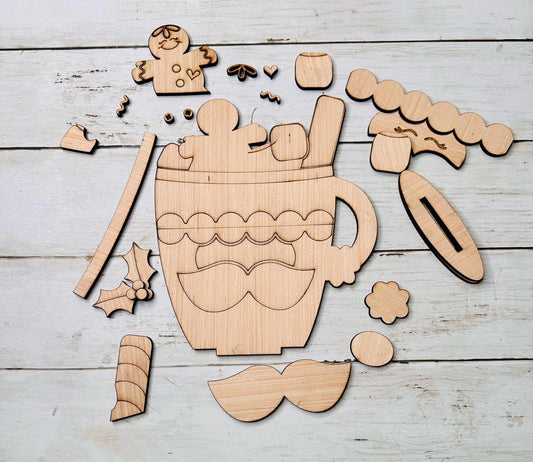 DIY Craft Kit, Christmas Kits, Santa Cup Kit, Family and Kids crafts, Holiday Home Decor, DIY, Wood Cutouts