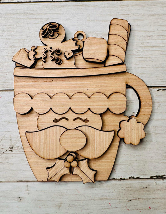 DIY Craft Kit, Christmas Kits, Santa Cup Kit, Family and Kids crafts, Holiday Home Decor, DIY, Wood Cutouts