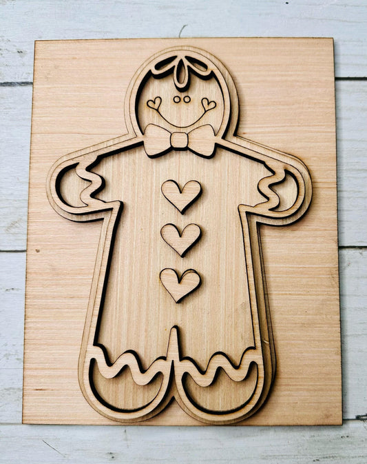 DIY Craft Kit, Christmas Kits, Gingerbread Man Sign, Family and Kids crafts, Holiday Home Decor, DIY, Wood Cutouts