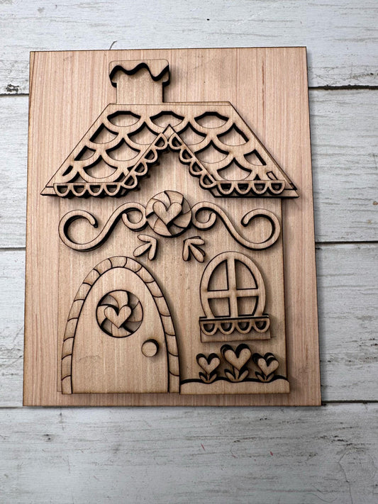 DIY Craft Kit, Christmas Kits, Gingerbread House Sign, Family and Kids crafts, Holiday Home Decor, DIY, Wood Cutouts