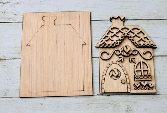 DIY Craft Kit, Christmas Kits, Gingerbread House Sign, Family and Kids crafts, Holiday Home Decor, DIY, Wood Cutouts
