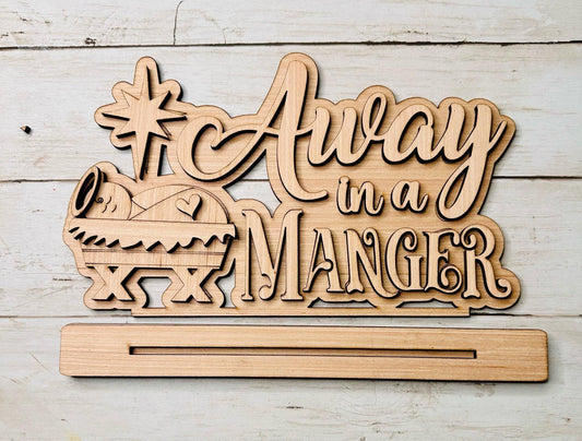 DIY Craft Kit, Christmas Kits, Away in the Manger Sign, Family and Kids crafts, Holiday Home Decor, DIY, Wood Cutouts