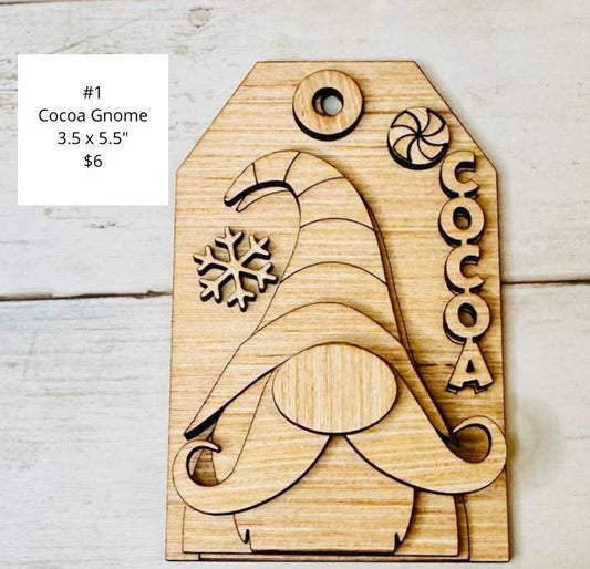 Cocoa Gnome, Gift Tag, Christmas