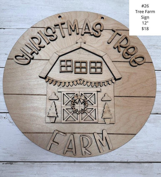 Christmas Tree Farm Sign, Hanging Door Sign, DIY Craft Kit, Christmas Kits, Family and Kids Crafts, Holiday Home Decor, DIY, Wood Cutouts