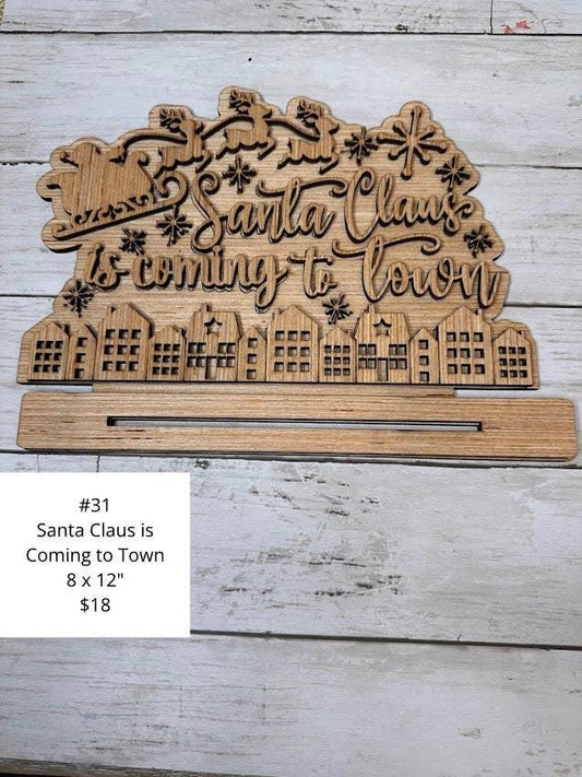 Santa Claus is Coming to Town, DIY Craft Kit, Christmas Kits, Family and Kids Crafts, Holiday Home Decor, DIY, Wood Cutouts