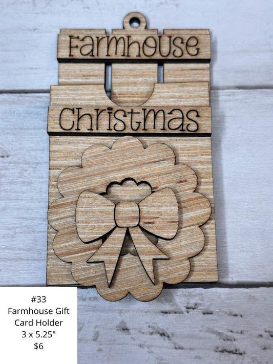 Farmhouse Christmas, Gift Card Holder, DIY Craft Kit, Christmas Kits, Family and Kids Crafts, Holiday Home Decor, DIY, Wood Cutouts