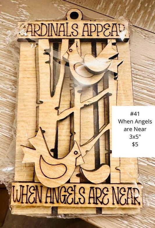 Cardinals Appear When Angels Are Near Ornament, DIY Craft Kit, Christmas Kits, Family and Kids Crafts, Holiday Home Decor, DIY, Wood Cutouts